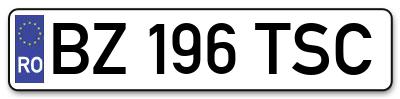 Placuta inmatriculare numar auto  BZ-196-TSC, BZ 196 TSC, BZ196TSC