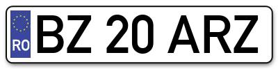Placuta inmatriculare numar auto  BZ-20-ARZ, BZ 20 ARZ, BZ20ARZ