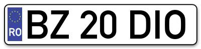 Placuta inmatriculare numar auto  BZ-20-DIO, BZ 20 DIO, BZ20DIO
