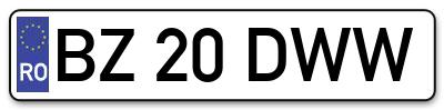 Placuta inmatriculare numar auto  BZ-20-DWW, BZ 20 DWW, BZ20DWW