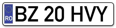 Placuta inmatriculare numar auto  BZ-20-HVY, BZ 20 HVY, BZ20HVY