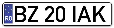 Placuta inmatriculare numar auto  BZ-20-IAK, BZ 20 IAK, BZ20IAK