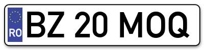 Placuta inmatriculare numar auto  BZ-20-MOQ, BZ 20 MOQ, BZ20MOQ