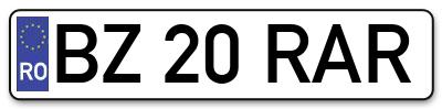 Placuta inmatriculare numar auto  BZ-20-RAR, BZ 20 RAR, BZ20RAR