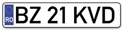 Placuta inmatriculare numar auto  BZ-21-KVD, BZ 21 KVD, BZ21KVD