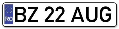 Placuta inmatriculare numar auto  BZ-22-AUG, BZ 22 AUG, BZ22AUG