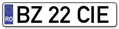Placuta inmatriculare numar auto  BZ-22-CIE, BZ 22 CIE, BZ22CIE