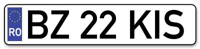 Placuta inmatriculare numar auto  BZ-22-KIS, BZ 22 KIS, BZ22KIS