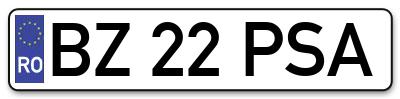 Placuta inmatriculare numar auto  BZ-22-PSA, BZ 22 PSA, BZ22PSA