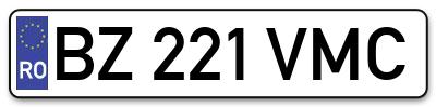 Placuta inmatriculare numar auto  BZ-221-VMC, BZ 221 VMC, BZ221VMC