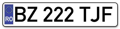 Placuta inmatriculare numar auto  BZ-222-TJF, BZ 222 TJF, BZ222TJF