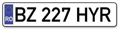 Placuta inmatriculare numar auto  BZ-227-HYR, BZ 227 HYR, BZ227HYR