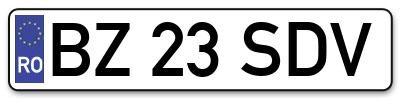 Placuta inmatriculare numar auto  BZ-23-SDV, BZ 23 SDV, BZ23SDV