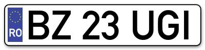 Placuta inmatriculare numar auto  BZ-23-UGI, BZ 23 UGI, BZ23UGI