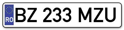 Placuta inmatriculare numar auto  BZ-233-MZU, BZ 233 MZU, BZ233MZU