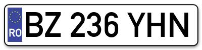 Placuta inmatriculare numar auto  BZ-236-YHN, BZ 236 YHN, BZ236YHN