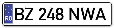 Placuta inmatriculare numar auto  BZ-248-NWA, BZ 248 NWA, BZ248NWA