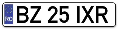 Placuta inmatriculare numar auto  BZ-25-IXR, BZ 25 IXR, BZ25IXR