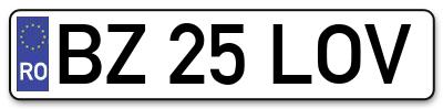 Placuta inmatriculare numar auto  BZ-25-LOV, BZ 25 LOV, BZ25LOV