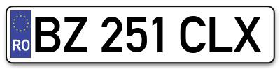 Placuta inmatriculare numar auto  BZ-251-CLX, BZ 251 CLX, BZ251CLX