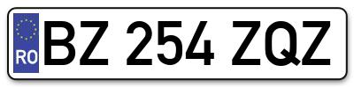 Placuta inmatriculare numar auto  BZ-254-ZQZ, BZ 254 ZQZ, BZ254ZQZ