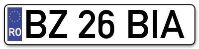 Placuta inmatriculare numar auto  BZ-26-BIA, BZ 26 BIA, BZ26BIA