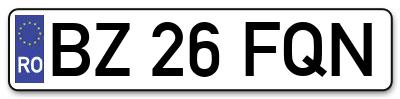 Placuta inmatriculare numar auto  BZ-26-FQN, BZ 26 FQN, BZ26FQN