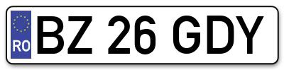 Placuta inmatriculare numar auto  BZ-26-GDY, BZ 26 GDY, BZ26GDY