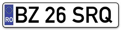 Placuta inmatriculare numar auto  BZ-26-SRQ, BZ 26 SRQ, BZ26SRQ