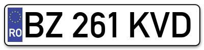 Placuta inmatriculare numar auto  BZ-261-KVD, BZ 261 KVD, BZ261KVD
