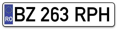 Placuta inmatriculare numar auto  BZ-263-RPH, BZ 263 RPH, BZ263RPH