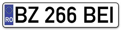 Placuta inmatriculare numar auto  BZ-266-BEI, BZ 266 BEI, BZ266BEI