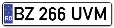 Placuta inmatriculare numar auto  BZ-266-UVM, BZ 266 UVM, BZ266UVM