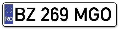 Placuta inmatriculare numar auto  BZ-269-MGO, BZ 269 MGO, BZ269MGO