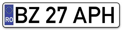 Placuta inmatriculare numar auto  BZ-27-APH, BZ 27 APH, BZ27APH