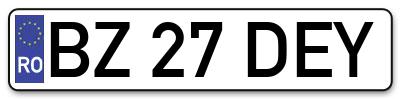 Placuta inmatriculare numar auto  BZ-27-DEY, BZ 27 DEY, BZ27DEY