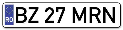 Placuta inmatriculare numar auto  BZ-27-MRN, BZ 27 MRN, BZ27MRN