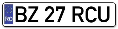 Placuta inmatriculare numar auto  BZ-27-RCU, BZ 27 RCU, BZ27RCU