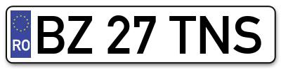 Placuta inmatriculare numar auto  BZ-27-TNS, BZ 27 TNS, BZ27TNS