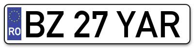 Placuta inmatriculare numar auto  BZ-27-YAR, BZ 27 YAR, BZ27YAR