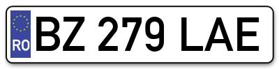 Placuta inmatriculare numar auto  BZ-279-LAE, BZ 279 LAE, BZ279LAE