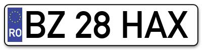 Placuta inmatriculare numar auto  BZ-28-HAX, BZ 28 HAX, BZ28HAX
