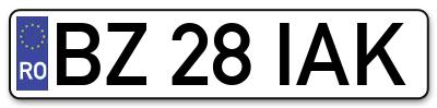 Placuta inmatriculare numar auto  BZ-28-IAK, BZ 28 IAK, BZ28IAK