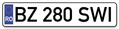 Placuta inmatriculare numar auto  BZ-280-SWI, BZ 280 SWI, BZ280SWI
