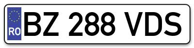 Placuta inmatriculare numar auto  BZ-288-VDS, BZ 288 VDS, BZ288VDS