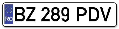 Placuta inmatriculare numar auto  BZ-289-PDV, BZ 289 PDV, BZ289PDV