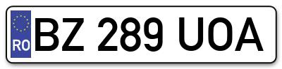 Placuta inmatriculare numar auto  BZ-289-UOA, BZ 289 UOA, BZ289UOA
