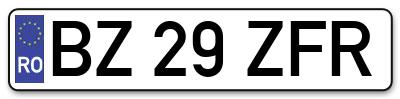 Placuta inmatriculare numar auto  BZ-29-ZFR, BZ 29 ZFR, BZ29ZFR