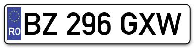 Placuta inmatriculare numar auto  BZ-296-GXW, BZ 296 GXW, BZ296GXW