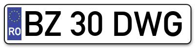 Placuta inmatriculare numar auto  BZ-30-DWG, BZ 30 DWG, BZ30DWG